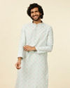 Light Blue Medallion Patterned Kurta Set